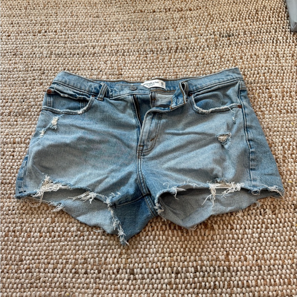 Abercrombie & Fitch Light Blue Distressed Jean Shorts